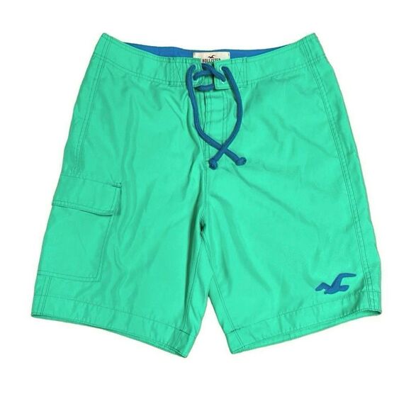 Hollister Mens Green Board Shorts Swim Trunks Size M - Picture 1 of 7